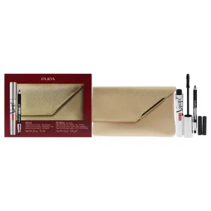 PUPA Milano Vamp! & Multiply Kit for Women - Mascara & Eye Pencil - High Definition Lashes - Voluminous And Dramatic Professional Eye Makeup - Envelope Gold Clutch Bag - 3 Pc Travel Gift Set for Her