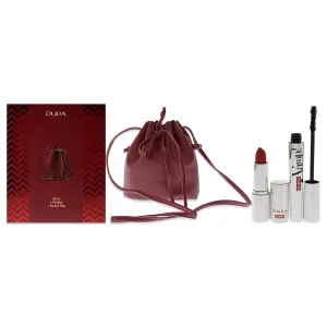 PUPA Milano Vamp! Mascara And Petalips Set - Volume Mascara And Matt Lipstick - Thick And Super Dense Lashes - Creamy Texture - Lightweight With Buildable Intensity - Bucket Bag - 3 Pc Mascara Kit