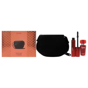 Pupa Milano Vamp! Sexy Lashes and Vamp Lipstick Kit 0.40oz Vamp! Sexy Lashes Mascara - 011 Black, 0.123oz Lipstick - 301 Intense Red, Postina Bag Women 3 Pc