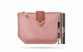 PUPA Milano Vamp! All In One And Multiplay Set - Volume Mascara And Triple Purpose Eye Pencil - Naturally Formulated To Lengthen And Strengthen Lashes - Envelope Clutch Bag - 3 Pc Mascara Kit