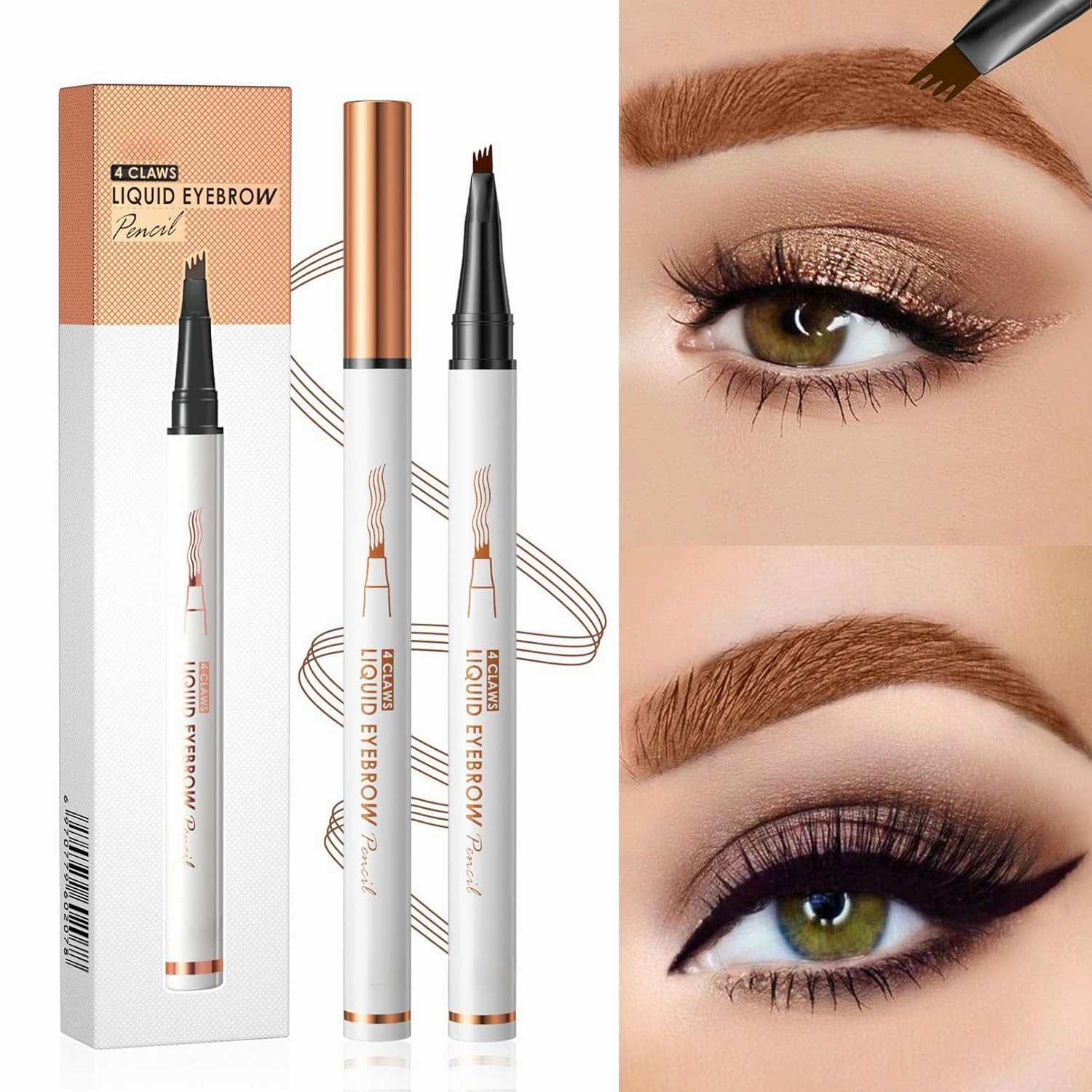 Q707 4 Tipped Precise Brow Pen – Long-Lasting Waterproof Eyebrow Pencil for Natural, Defined Brows – Easy to Use, Suitable for All Skill Levels (6#Black Brown)