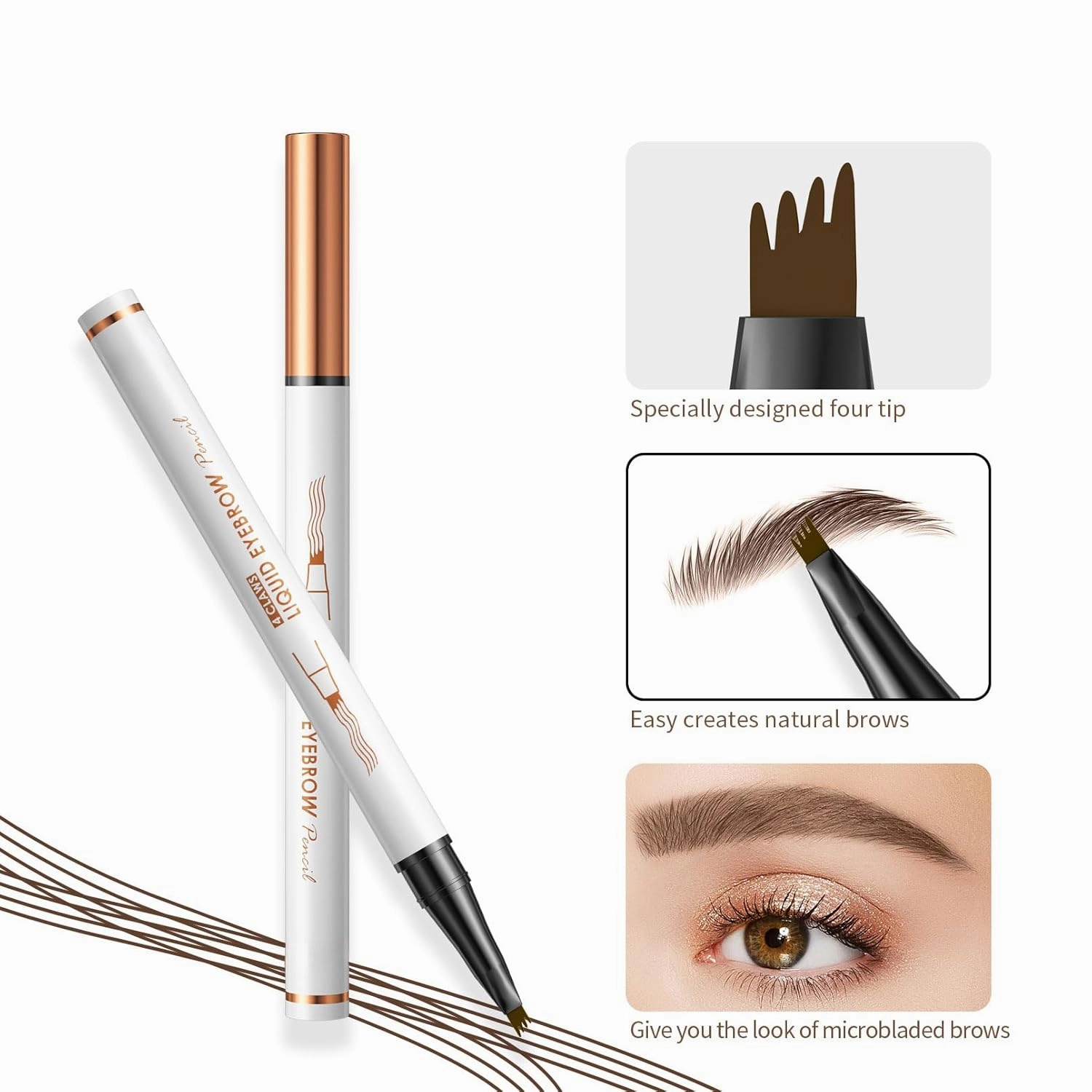 Q707 4 Tipped Precise Brow Pen – Long-Lasting Waterproof Eyebrow Pencil for Natural, Defined Brows – Easy to Use, Suitable for All Skill Levels (6#Black Brown)