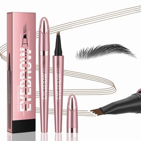 Q708 3D Microblading Eyebrow Pencil, Waterproof, 4-Tipped, Long-Lasting, Micro-Fork Applicator for Natural Brows, All Skin Tones(5#Brown)