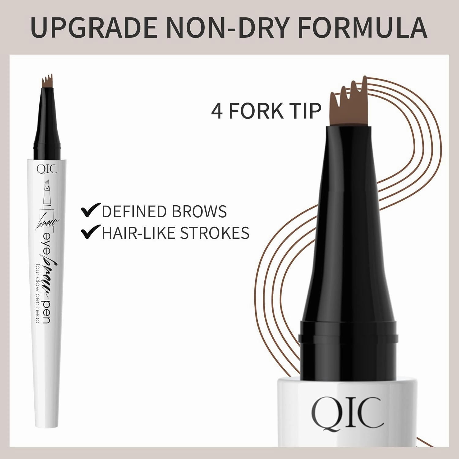 Q709 Brow Master – 4-Way Waterproof Eyebrow Pen for Effortless Brows (3#Grey)