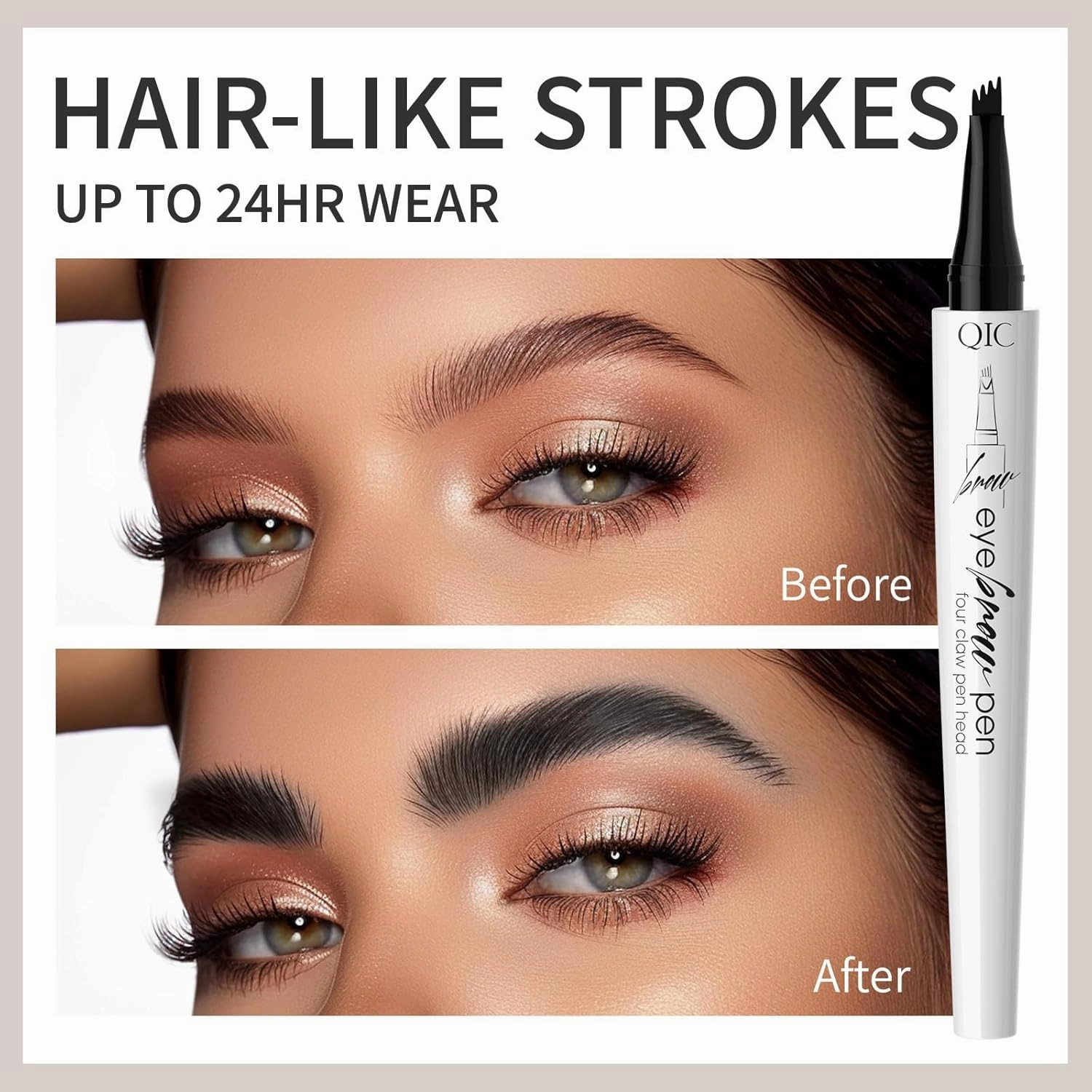 Q709 Brow Master – 4-Way Waterproof Eyebrow Pen for Effortless Brows (4#Black)