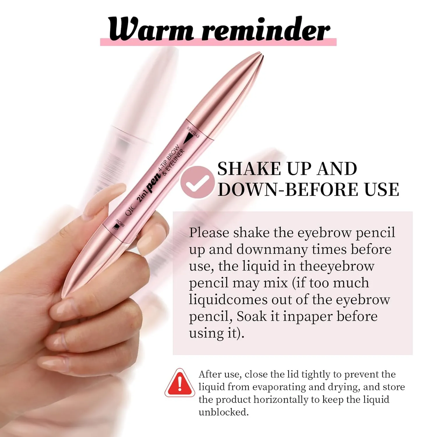 Q710 2in1pen,4-Tip Brow pen&Eyeliner,Dcuble-ended design,wild eyebrow makeup,microblading eyebrow pen,waterproof,Soft nib,With one smooth stroke(2#Dark Brown)