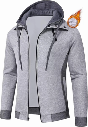 QPNGRP Mens Zipper Fleece Hoodie Sweatshirt Jacket