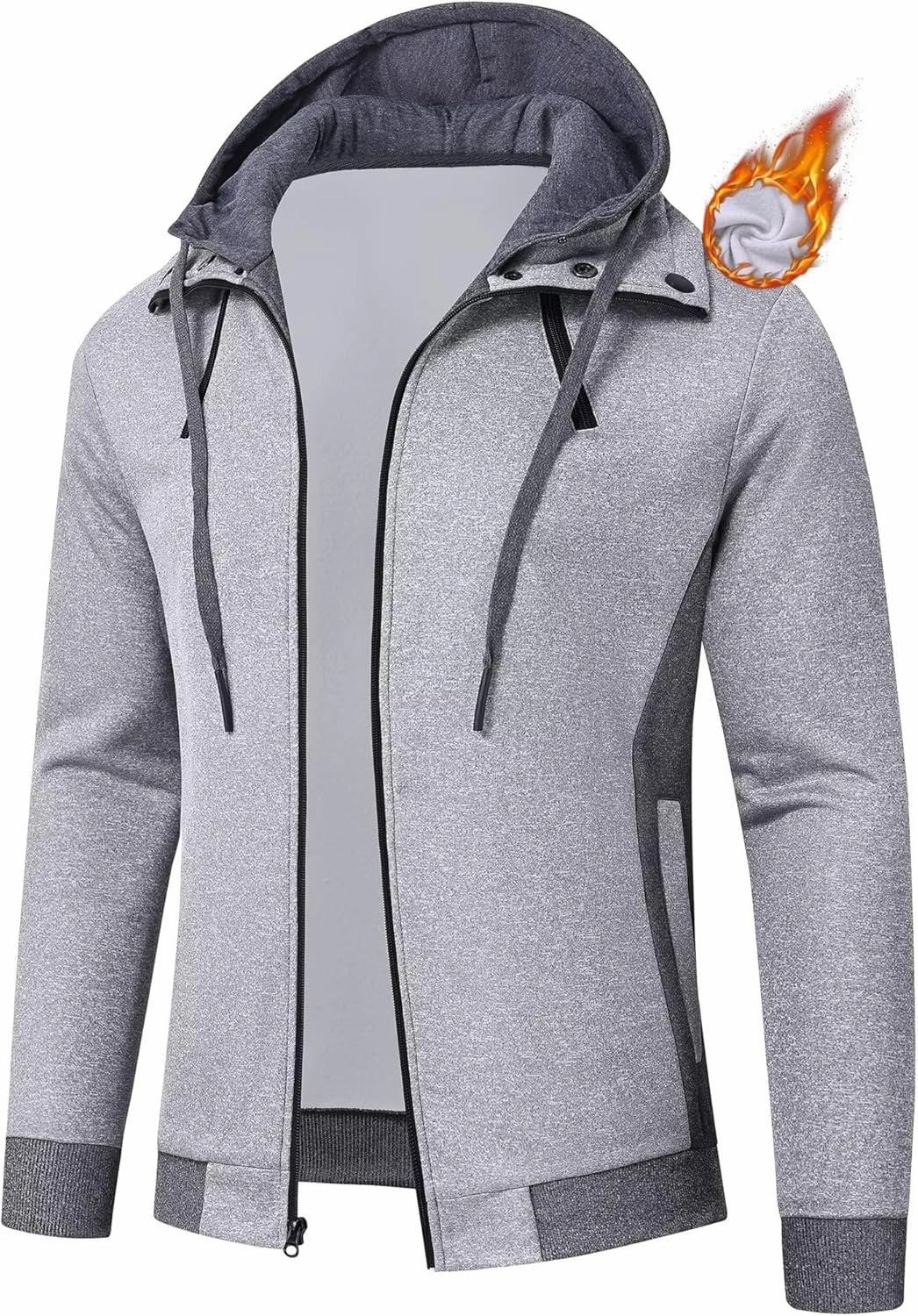 QPNGRP Mens Zipper Fleece Hoodie Sweatshirt Jacket
