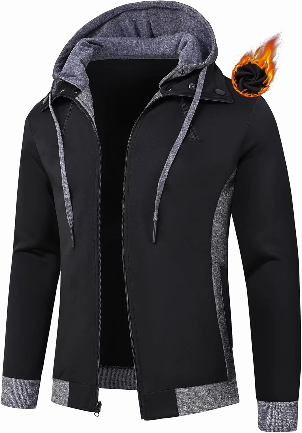 QPNGRP Mens Zipper Fleece Hoodie Sweatshirt Jacket