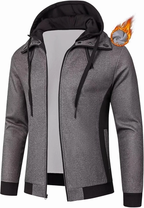 QPNGRP Mens Zipper Fleece Hoodie Sweatshirt Jacket