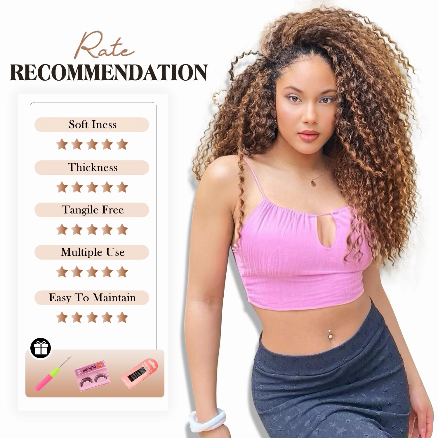 Quantum Love Kinky Curly Crochet Hair Short Marlybob Jerry Curly Ombre Brown Hair Extension for Black Women Short Passion Twist Synthetic Hair Extension (6 Pack18 Inches)