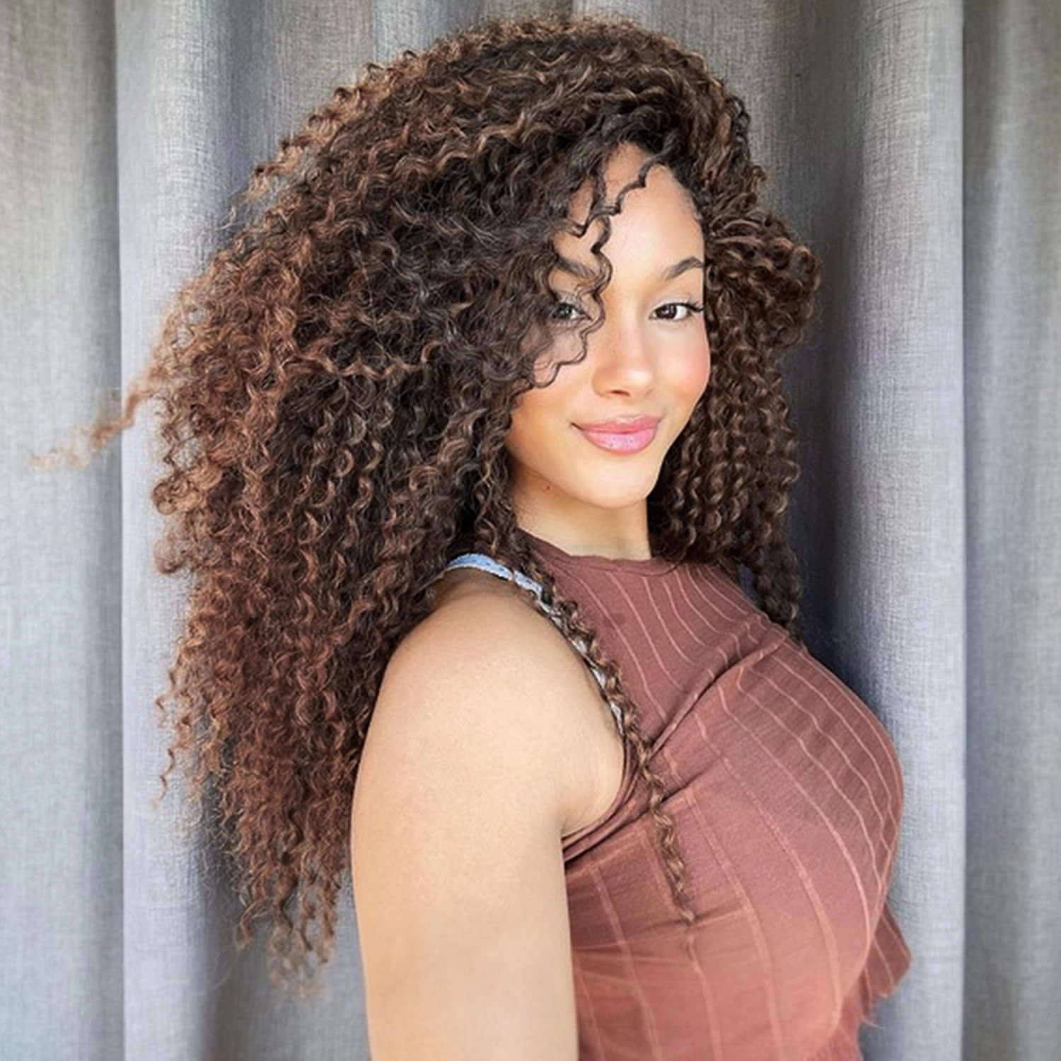 Quantum Love Kinky Curly Crochet Hair Short Marlybob Jerry Curly Ombre Brown Hair Extension for Black Women Short Passion Twist Synthetic Hair Extension (6 Pack18 Inches)