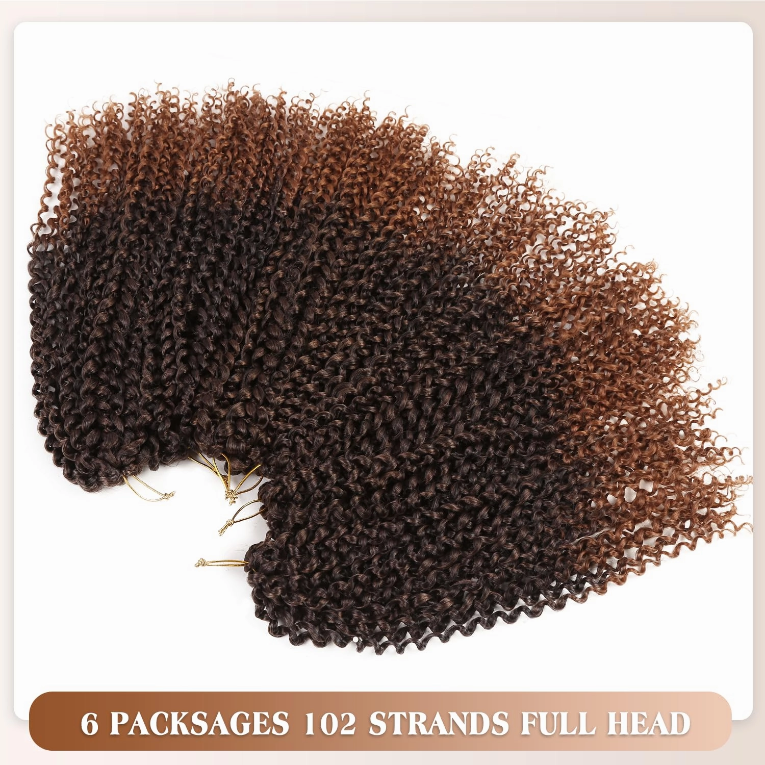 Quantum Love Kinky Curly Crochet Hair Short Marlybob Jerry Curly Ombre Brown Hair Extension for Black Women Short Passion Twist Synthetic Hair Extension (6 Pack18 Inches)