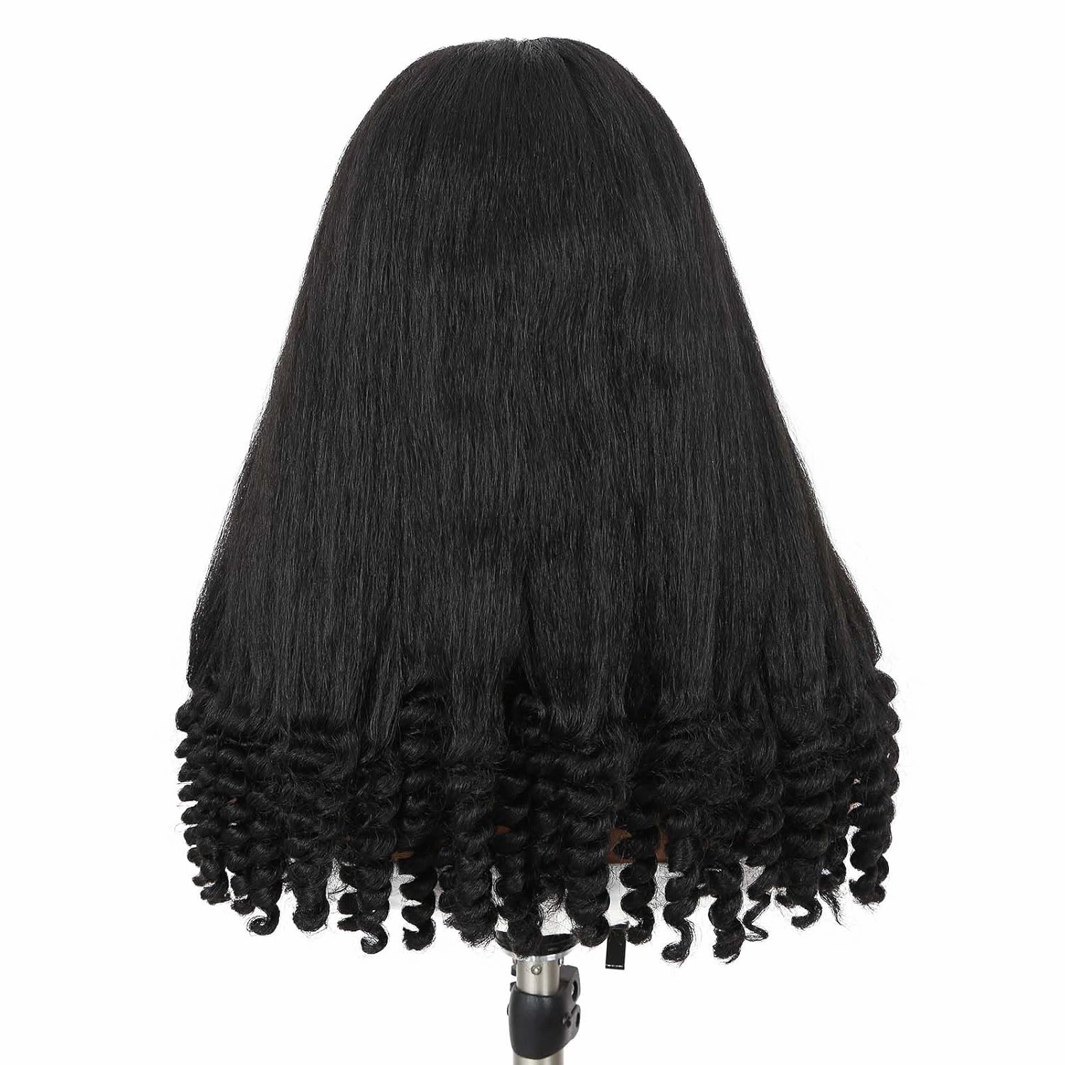 Quantum Love Yaki Curly V Part Wigs for Black Women Kinky Straifht Full Wig with Bouncy Curls 26Inch Soft Afro Curly Full Machine Synthetic Glueless Wigs for Women