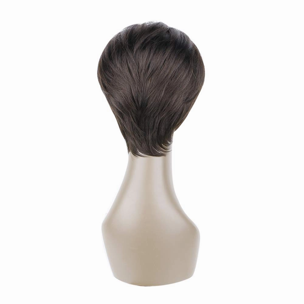QUEENTAS Short Brown Pixie Cut Wig with Bangs Layered Straight Synthetic Short Hair Wigs for White and Black Women Daily Use(Black Cherry)