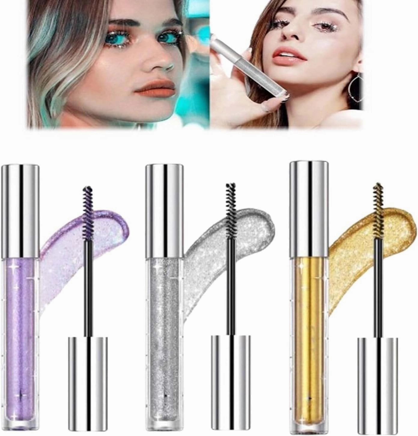 Question Beauty Glitter Mascara - Sparkle Mascara for Eyelashes, 4D Glitter Lash Mascara for Women, Waterproof and Long-Lasting Volumizing Glitter Effect for Stunning Lashes(Purple Gold)