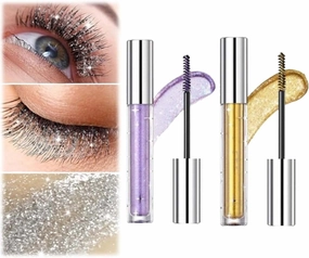 Question Beauty Glitter Mascara - Sparkle Mascara for Eyelashes, 4D Glitter Lash Mascara for Women, Waterproof and Long-Lasting Volumizing Glitter Effect for Stunning Lashes(Purple Gold)