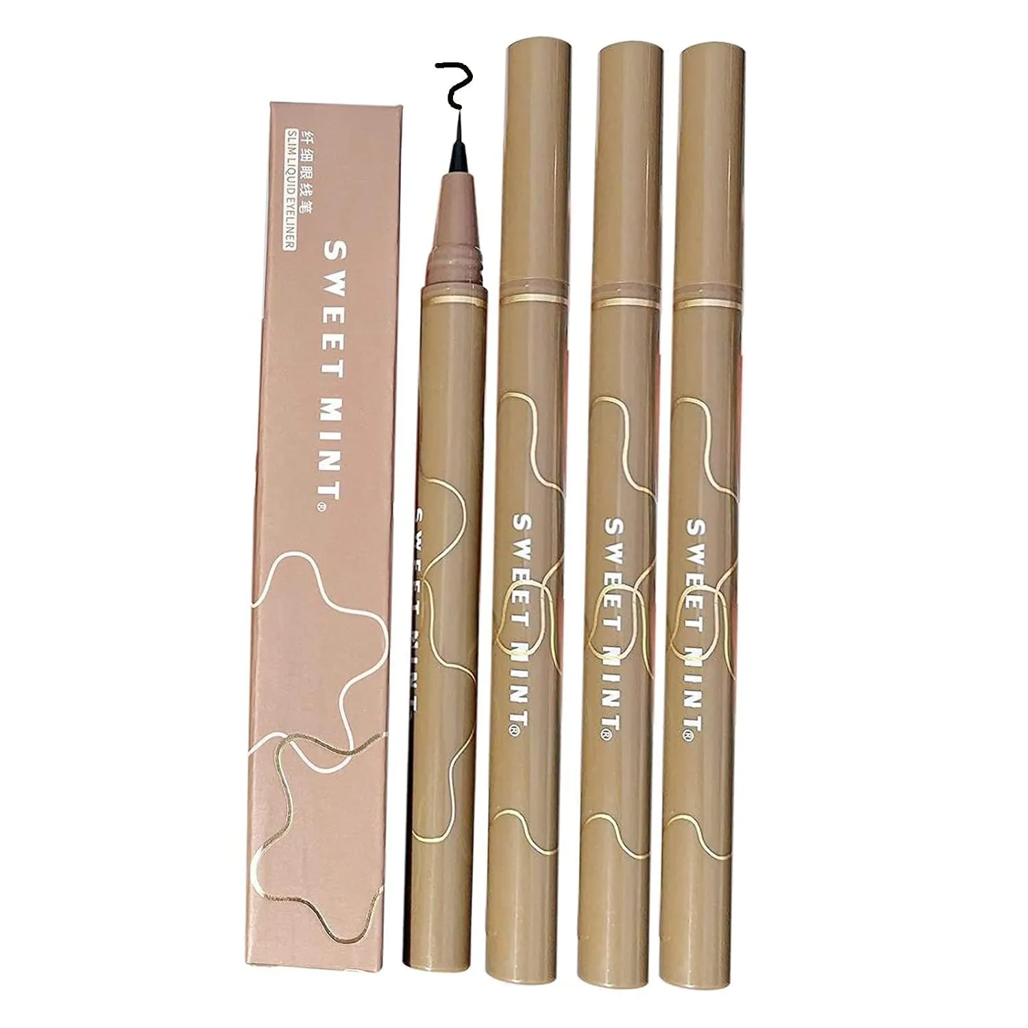 Quick-Drying Waterproof Superfine Eyeliner Pen, 4pcs Hyper Easy Liquid Pen No-Skip Waterproof Very Fine Eyeliner Makeup Long Lasting High Pigmented Smudge Proof Formula (4 Colors)