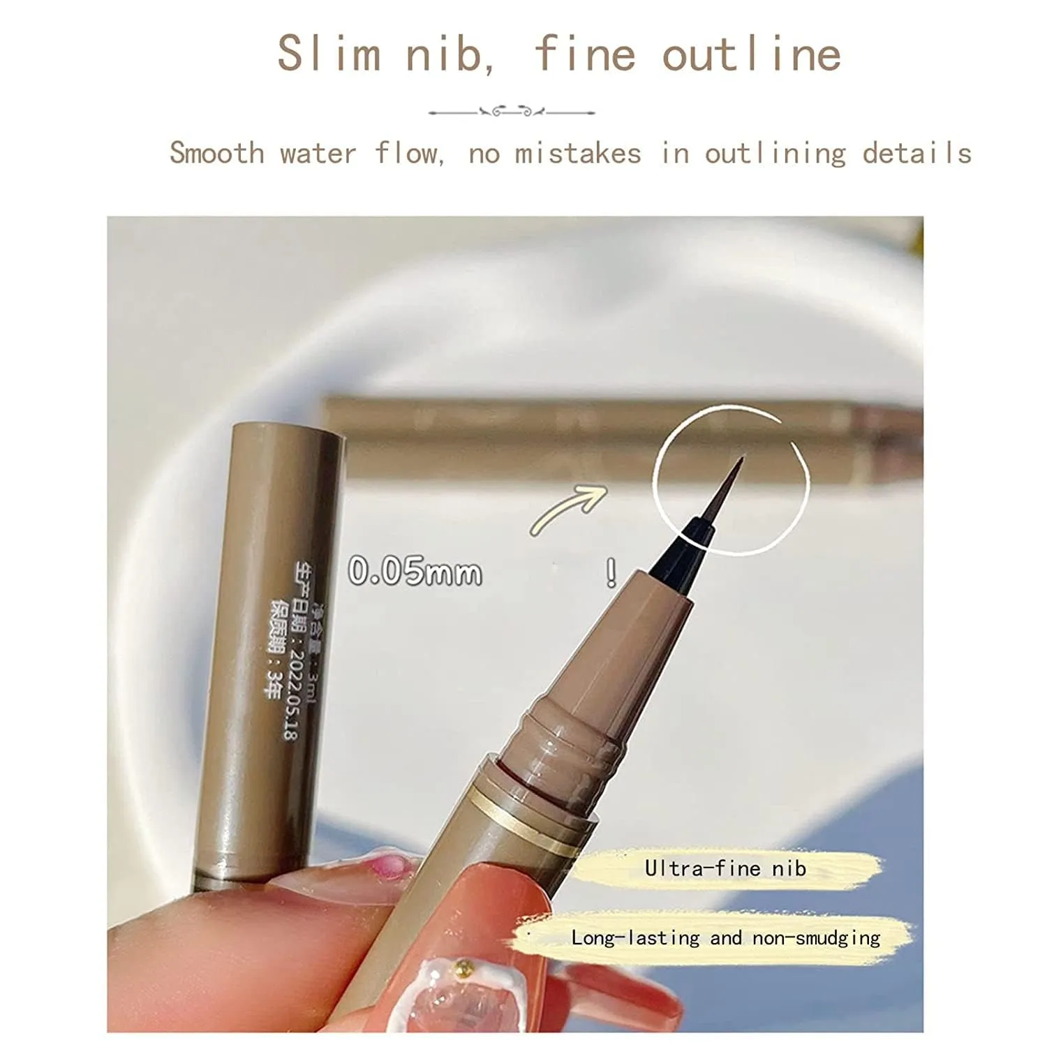 Quick-Drying Waterproof Superfine Eyeliner Pen, 4pcs Hyper Easy Liquid Pen No-Skip Waterproof Very Fine Eyeliner Makeup Long Lasting High Pigmented Smudge Proof Formula (4 Colors)