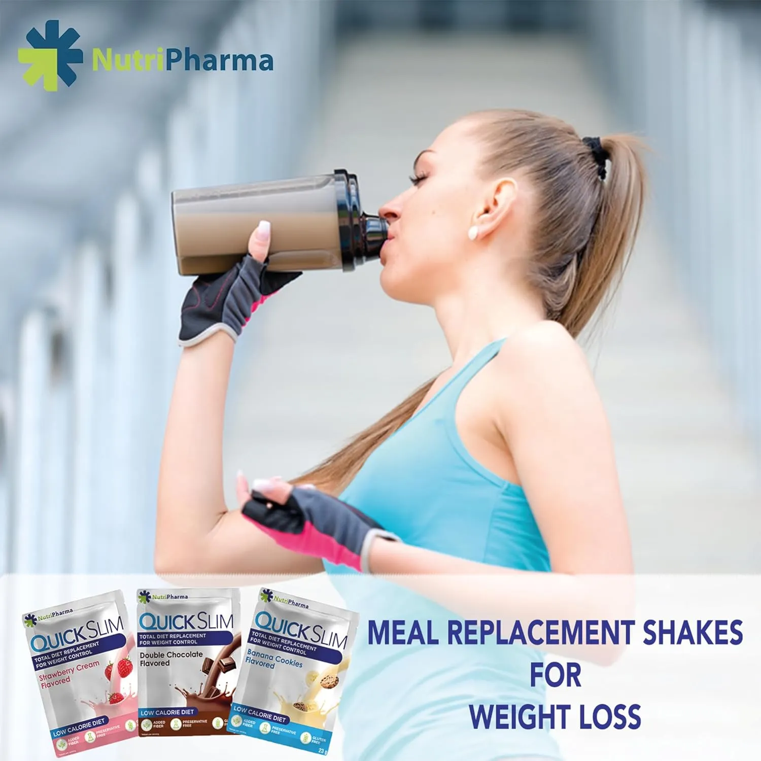 Quick Slim Meal Replacement Shake for Weight Loss, 30 Servings, 20g Protein, 27 Vitamins & Minerals, Dietary Fiber, Low Carb, Gluten Free