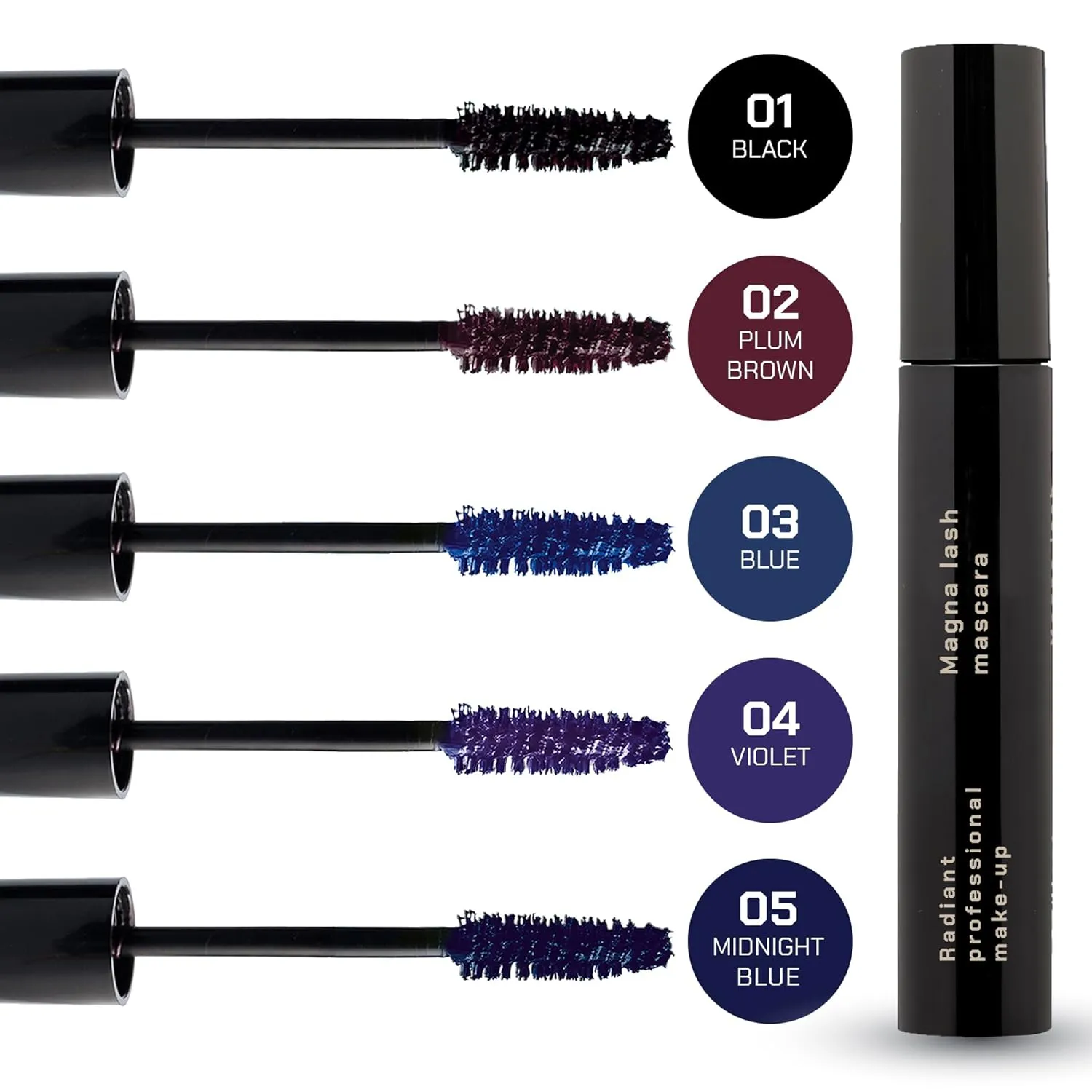 Radiant Professional Volume & Curl Mascara – Lengthening & Volumizing, Smudge-Proof, for Sensitive Eyes, Ideal for Mature & Young Women, 0.43 oz (03 Blue)