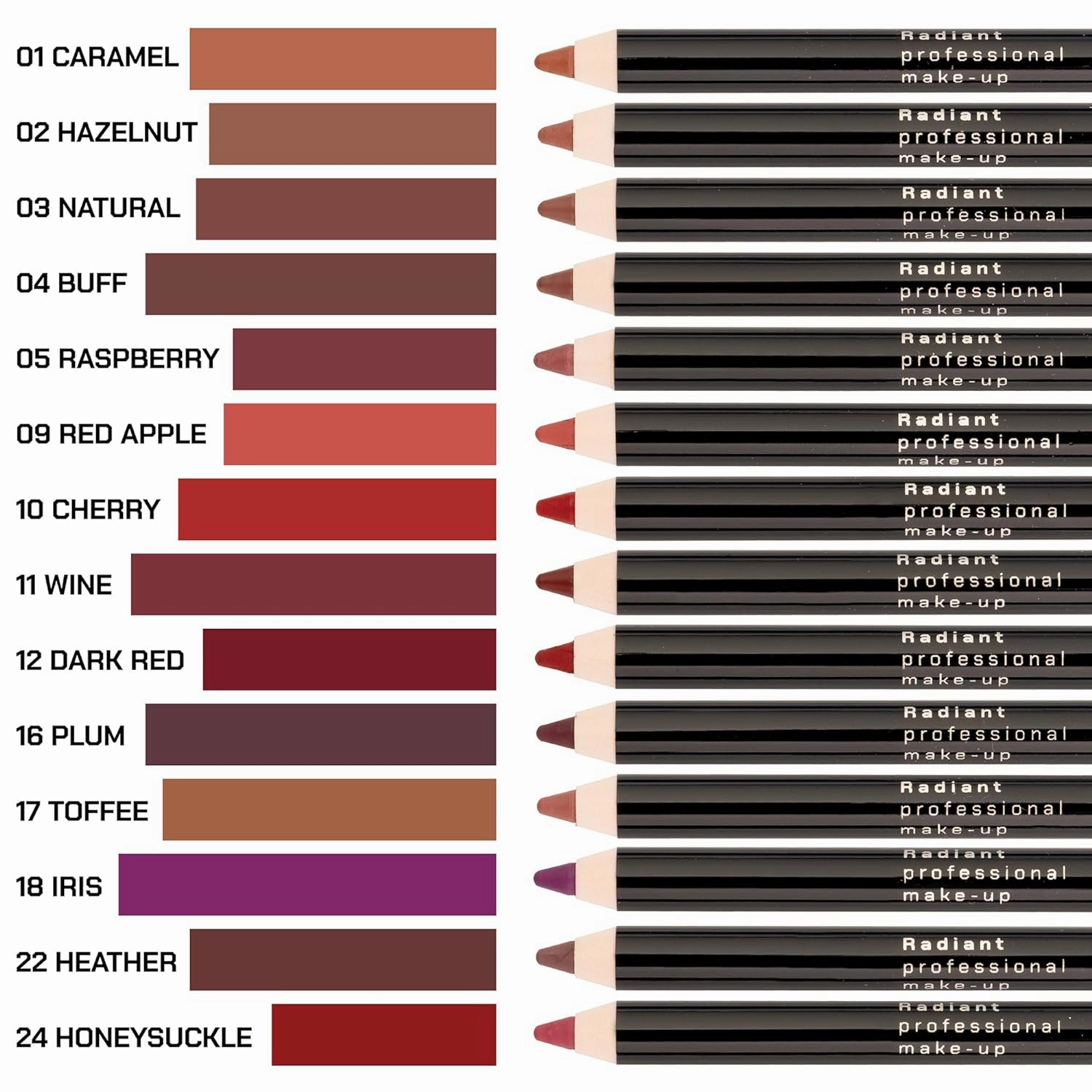 Radiant Professional Waterproof Lip Liner Pencil - Long Lasting Lip Liner for Defined Lips - Soft & Creamy Lipliner with Vitamin E - Long Lasting - 1.20g (24 HONEYSUCKLE)