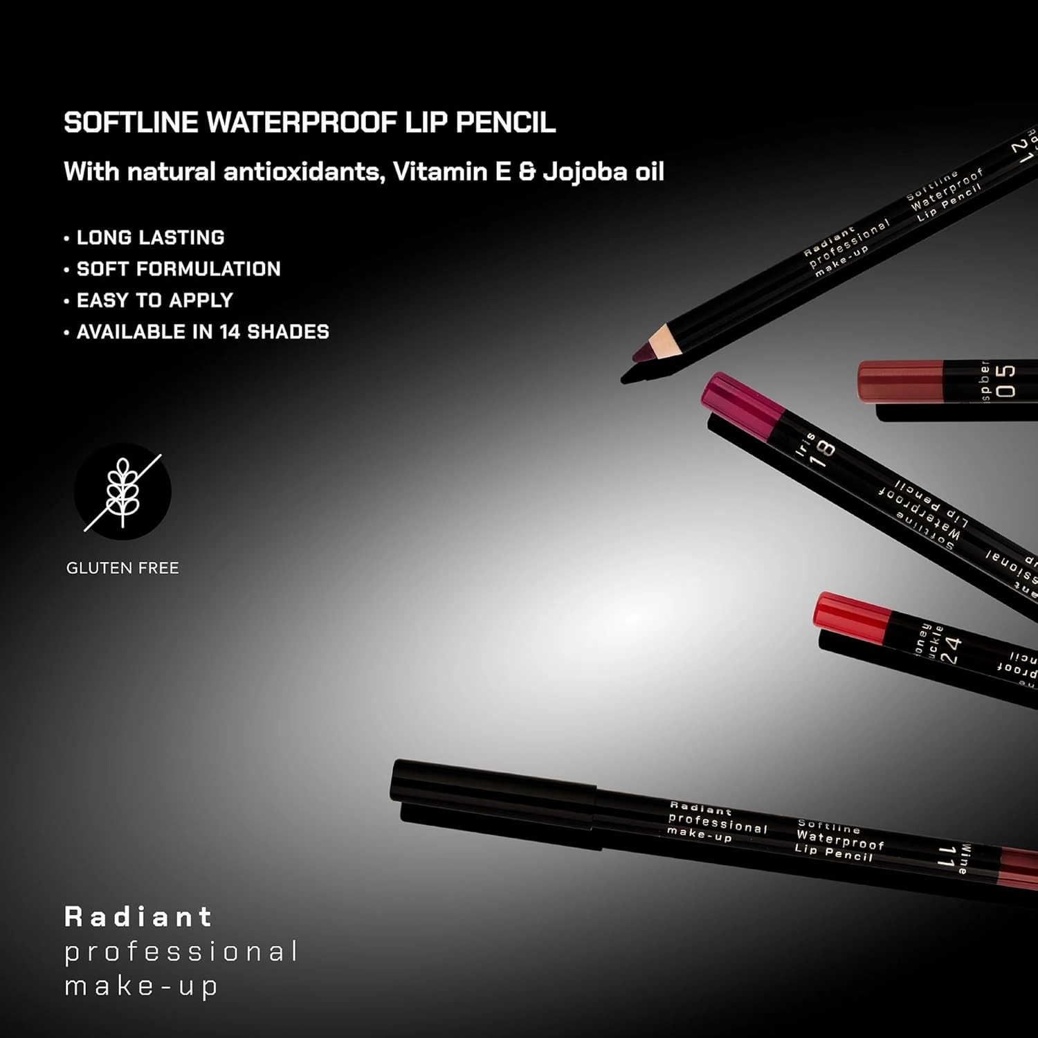 Radiant Professional Waterproof Lip Liner Pencil - Long Lasting Lip Liner for Defined Lips - Soft & Creamy Lipliner with Vitamin E - Long Lasting - 1.20g (24 HONEYSUCKLE)