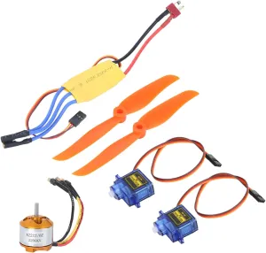 RC Plane Parts, 9G SG90 KV2200 Brushless Motor 6035 Propeller 30A ESC Combo Kit for 400-450 Aircraft RC Helicopter Dilwe Rc Brushless Motor Brushless Motor and Esc