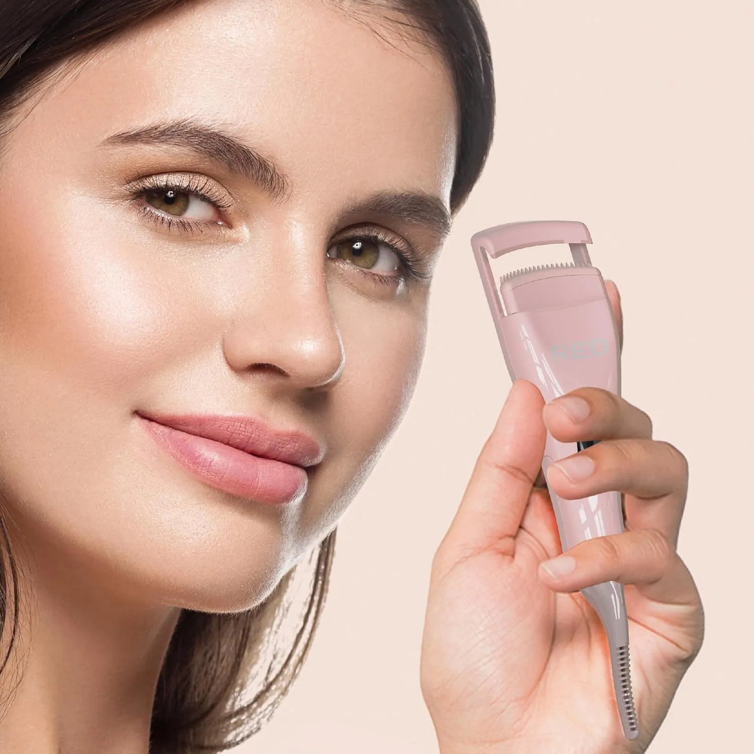 Red by Kiss Dual Heated Eyelash Curler & Wand (2-in-1), Fast Heat Mini Travel Electric Lash Curler with USB-C, Silicone Comb, LED Display, 24 Hours Long Lasting, 3 Heating Mode (Pink)