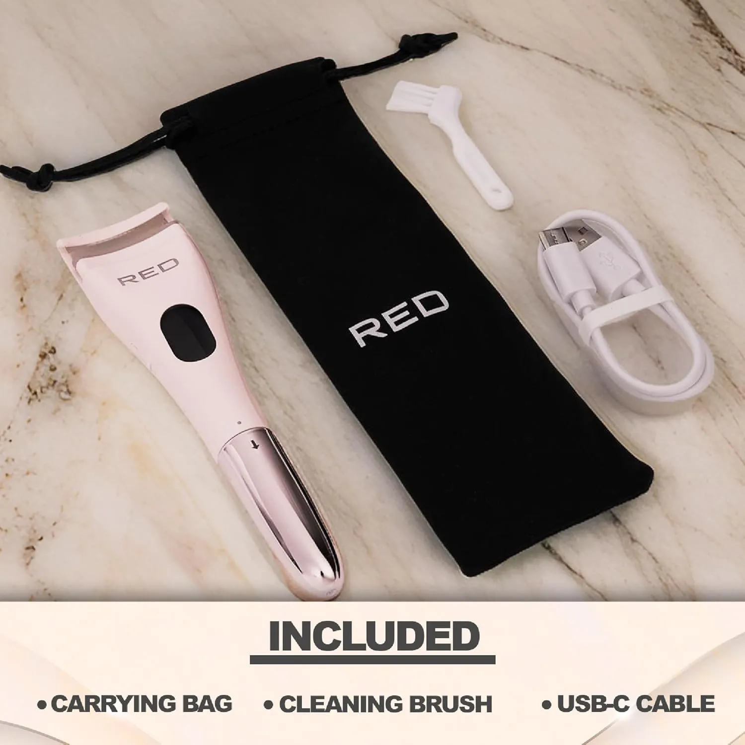 Red by Kiss Dual Heated Eyelash Curler & Wand (2-in-1), Fast Heat Mini Travel Electric Lash Curler with USB-C, Silicone Comb, LED Display, 24 Hours Long Lasting, 3 Heating Mode (Pink)