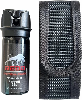 REDD Pepper Spray, Tactical Nuke - (1.40% MC) Maximum Strength Pepper Gel and Nylon Holster - (2 oz)