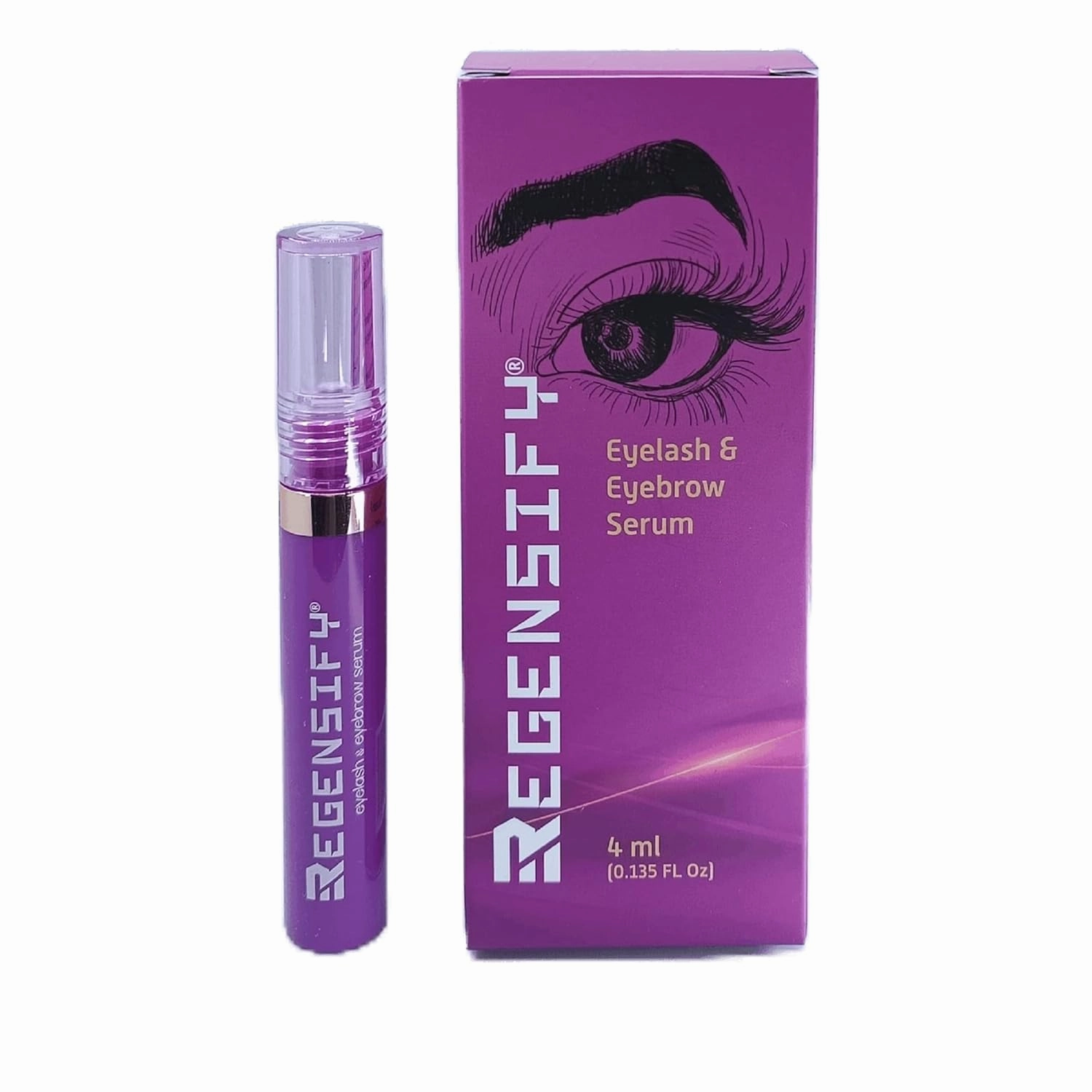 REGENSIFY Eyelash and Eyebrow Growth Serum 4 ml (0.135 FL Oz) [Capixyl 5%, Redensyl, Adenosine, Biotin, Panthenol, Hyaluronic Acid, Peptides] - Promotes voluminous Lashes and Brows