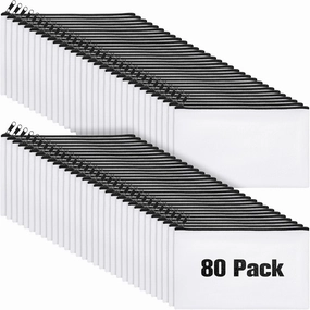 Reginary 80 Pack Canvas Zipper Makeup Bags Bulk Pencil Pouches Blank DIY Craft Canvas Cosmetic Bag Pouch with Zipper for Makeup Cosmetic Toiletry Stationary Storage(White and Black Zippers)