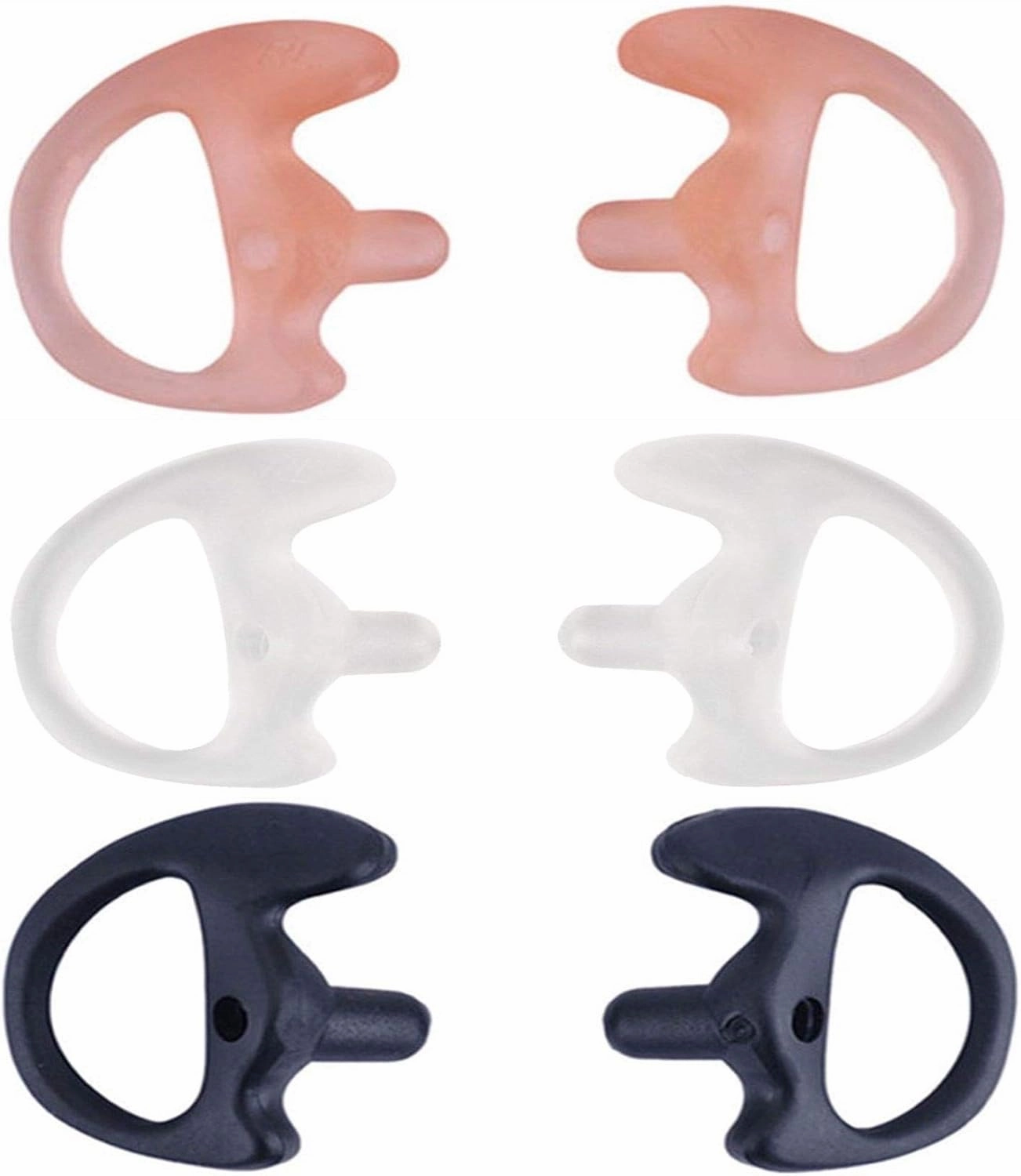 Replacement Soft Silicone Eardud Earmold for Walkie Talkie Audio Kit Air Acoustic Tube Earpiece Headset (Three-Colour, Medium(3 Pairs))