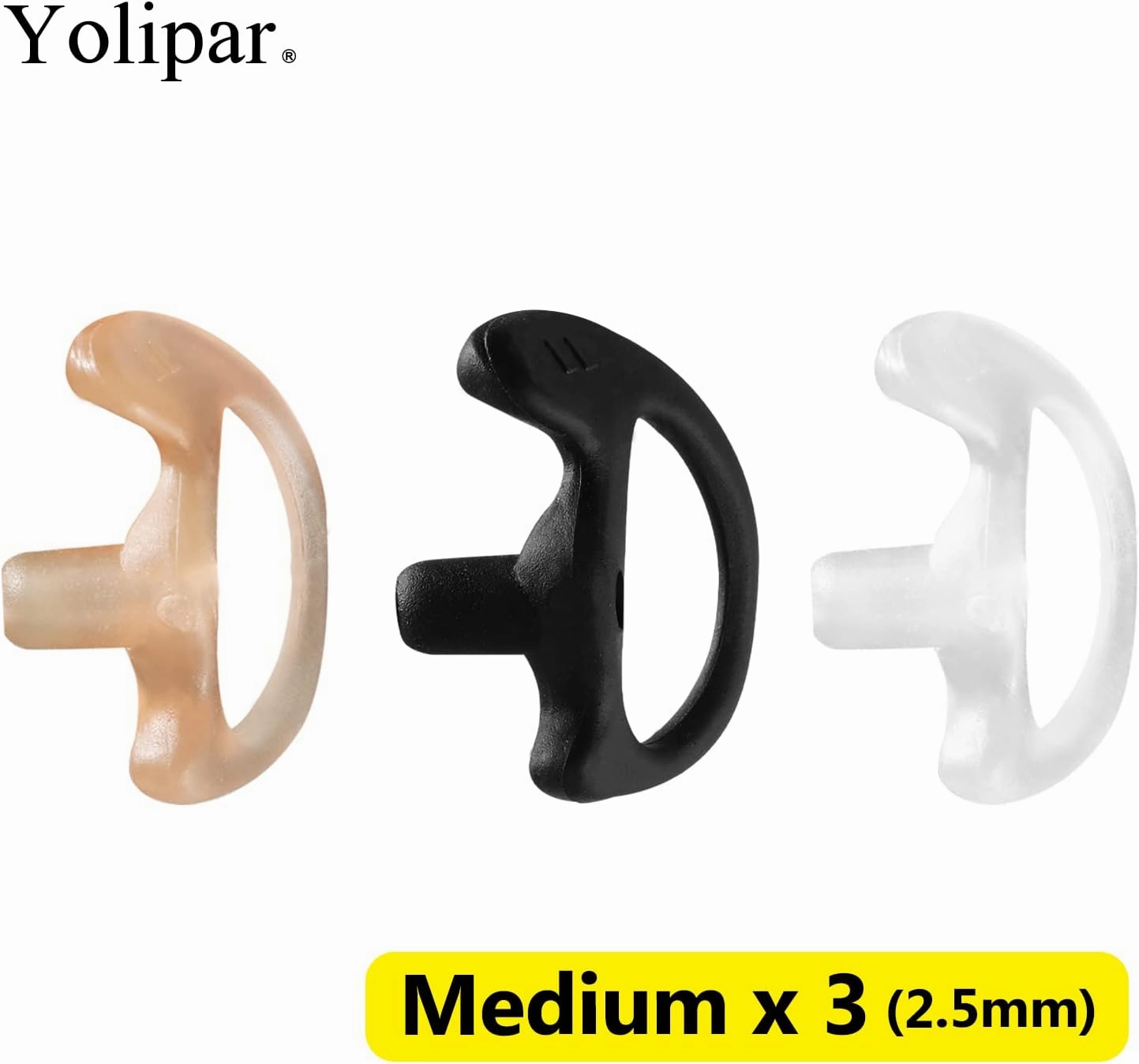 Replacement Soft Silicone Eardud Earmold for Walkie Talkie Audio Kit Air Acoustic Tube Earpiece Headset (Three-Colour, Medium(3 Pairs))