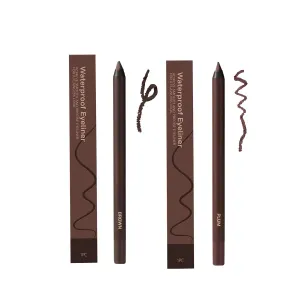 Resultantw 24HR Waterproof Eyeliner, revlrostr 24 HR Waterproof Eyeliner Duo Sharpenable Eye Pencil, No Smudging, Fading, Smooth and Easy to Color (Plum Brown)