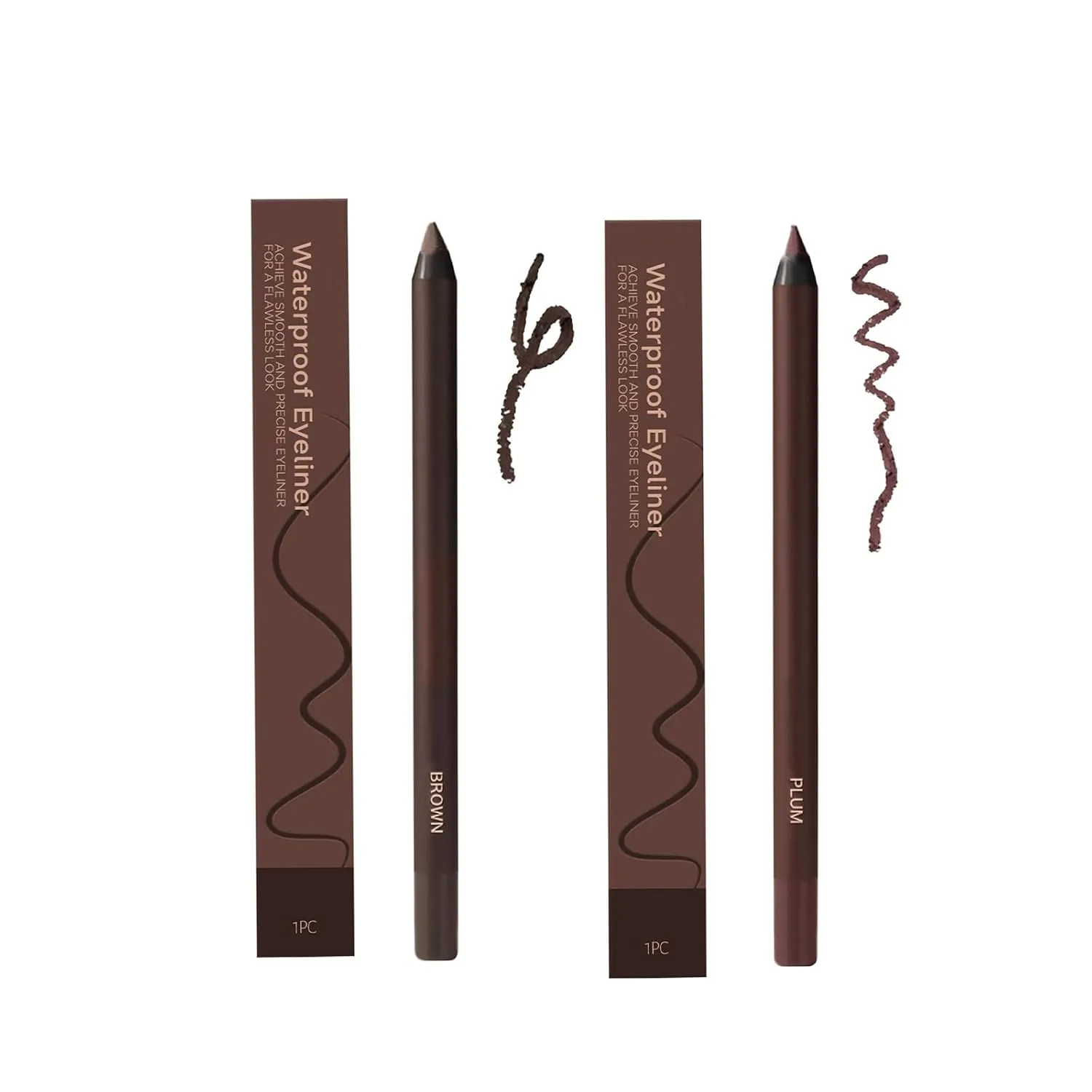 Resultantw 24HR Waterproof Eyeliner, revlrostr 24 HR Waterproof Eyeliner Duo Sharpenable Eye Pencil, No Smudging, Fading, Smooth and Easy to Color (Plum Brown)