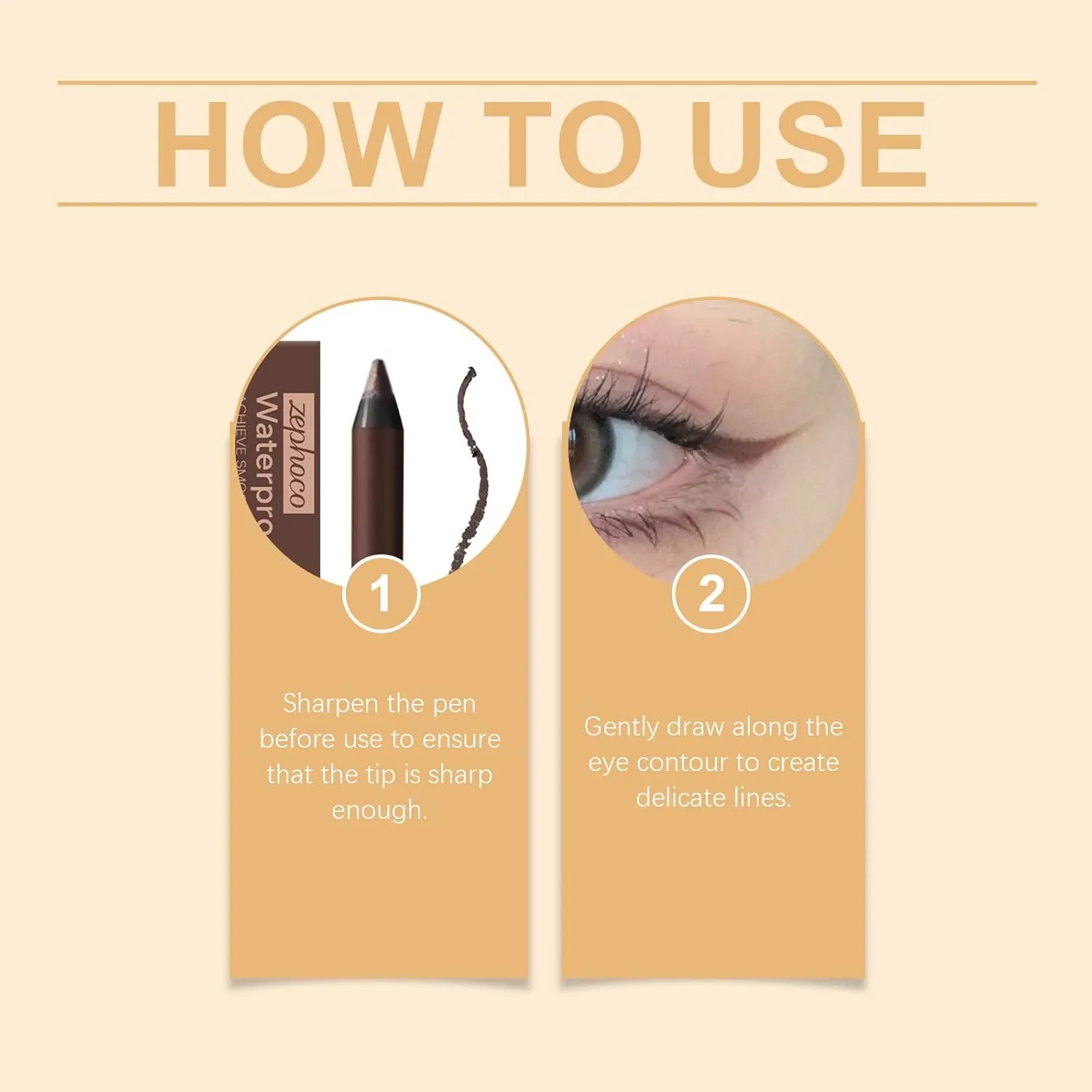 Resultantw 24HR Waterproof Eyeliner, revlrostr 24 HR Waterproof Eyeliner Duo Sharpenable Eye Pencil, No Smudging, Fading, Smooth and Easy to Color (Plum Brown)