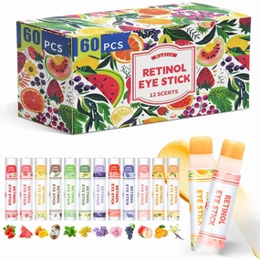 Retinol Eye Balm Stick with Retinol & Ceramide Complex - Facial Moisturizer for Dark Circles & Wrinkles - Under Eye Brightener Stick, Anti Wrinkle Hydrating Face Skincare(0.13oz *60pcs)
