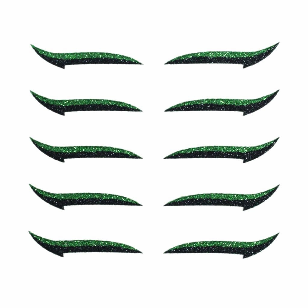 Reusable Fashion Eyeliner Stickers Stencil Makeup Eyelid Tape Self-Adhesive Instant Eye Line Strip Sticker for Women Girls - Reusable, Variety of Colors - - 5 Pairs, Green