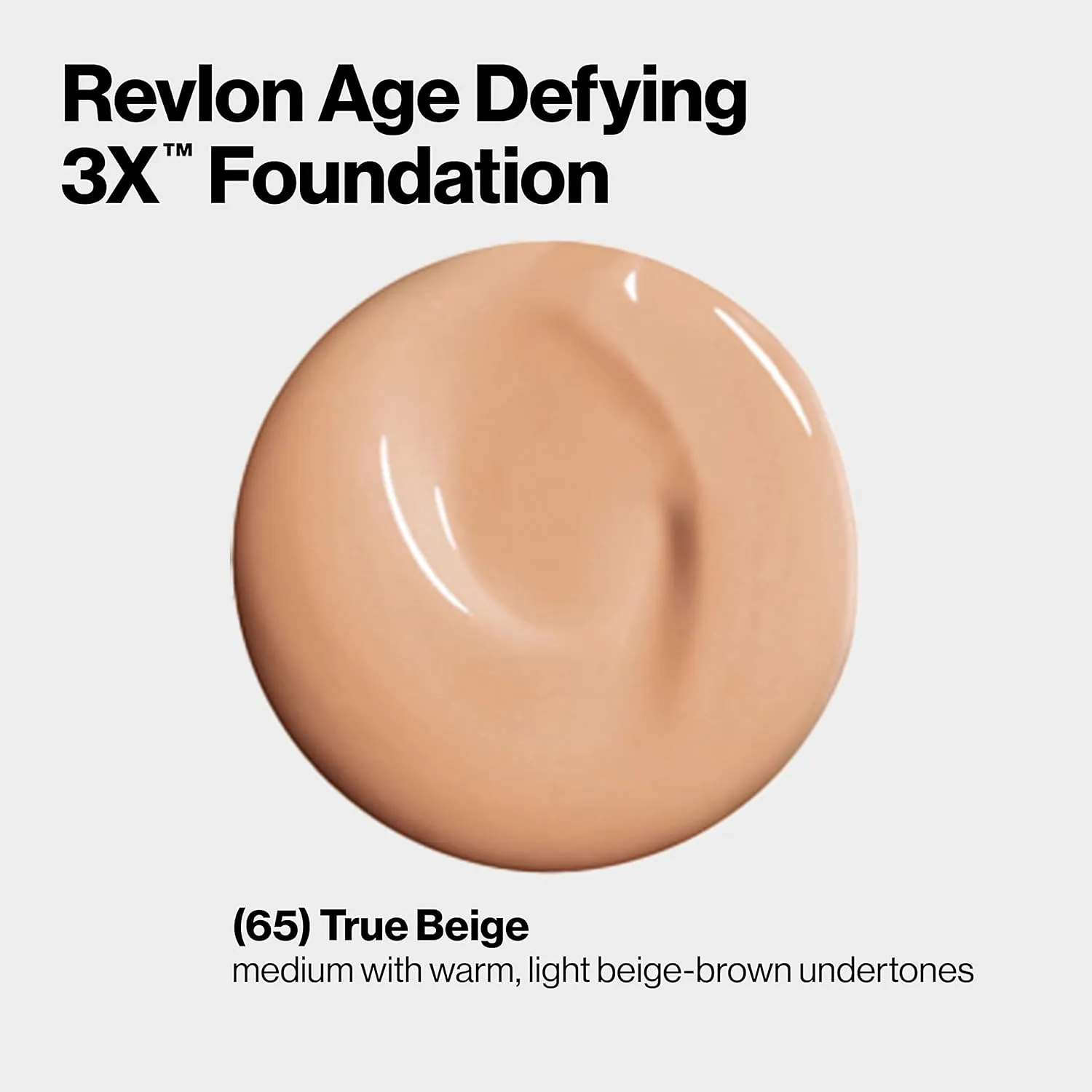 Revlon Age Defying 3X Makeup Foundation, Firming, Lifting and Anti-Aging Medium, Buildable Coverage with Natural Finish SPF 20, 065 True Beige, 1 fl oz