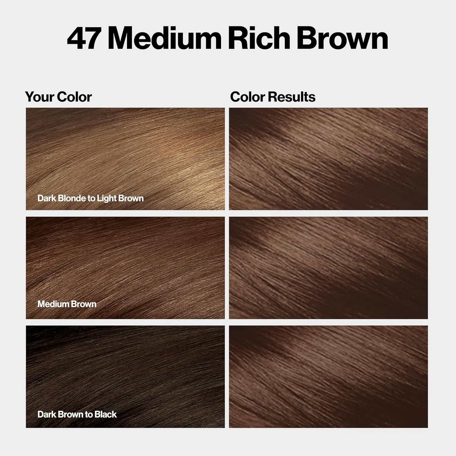 Revlon ColorSilk with Bond Repair Complex, Brown Permanent Hair Color, 100% Gray Coverage, Ammonia Free Hair Dye, Vegan Keratin, 47 Medium Rich Brown (Pack of 3)