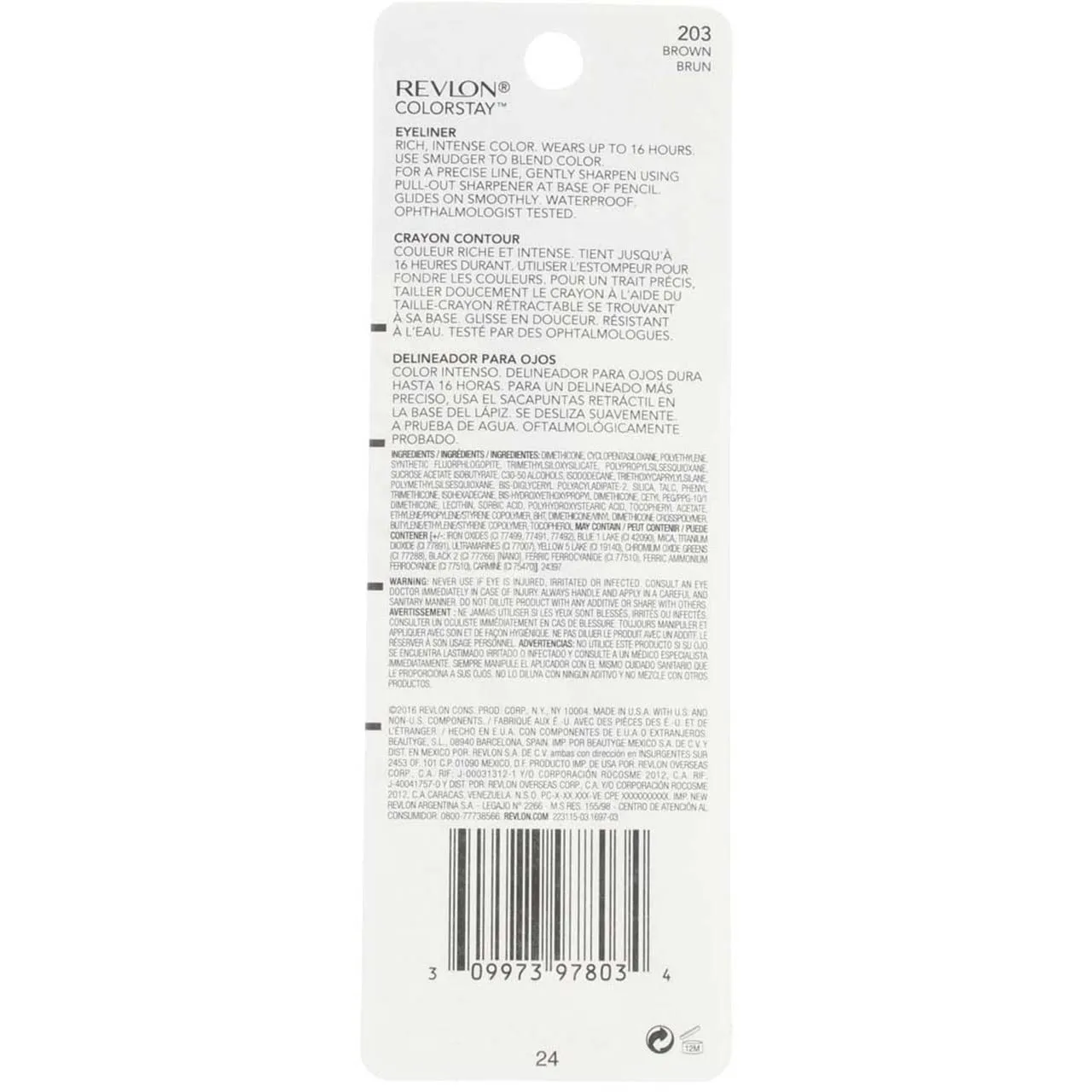 Revlon ColorStay Eyeliner Pencil, Brown [203], 0.01 oz (Pack of 5)