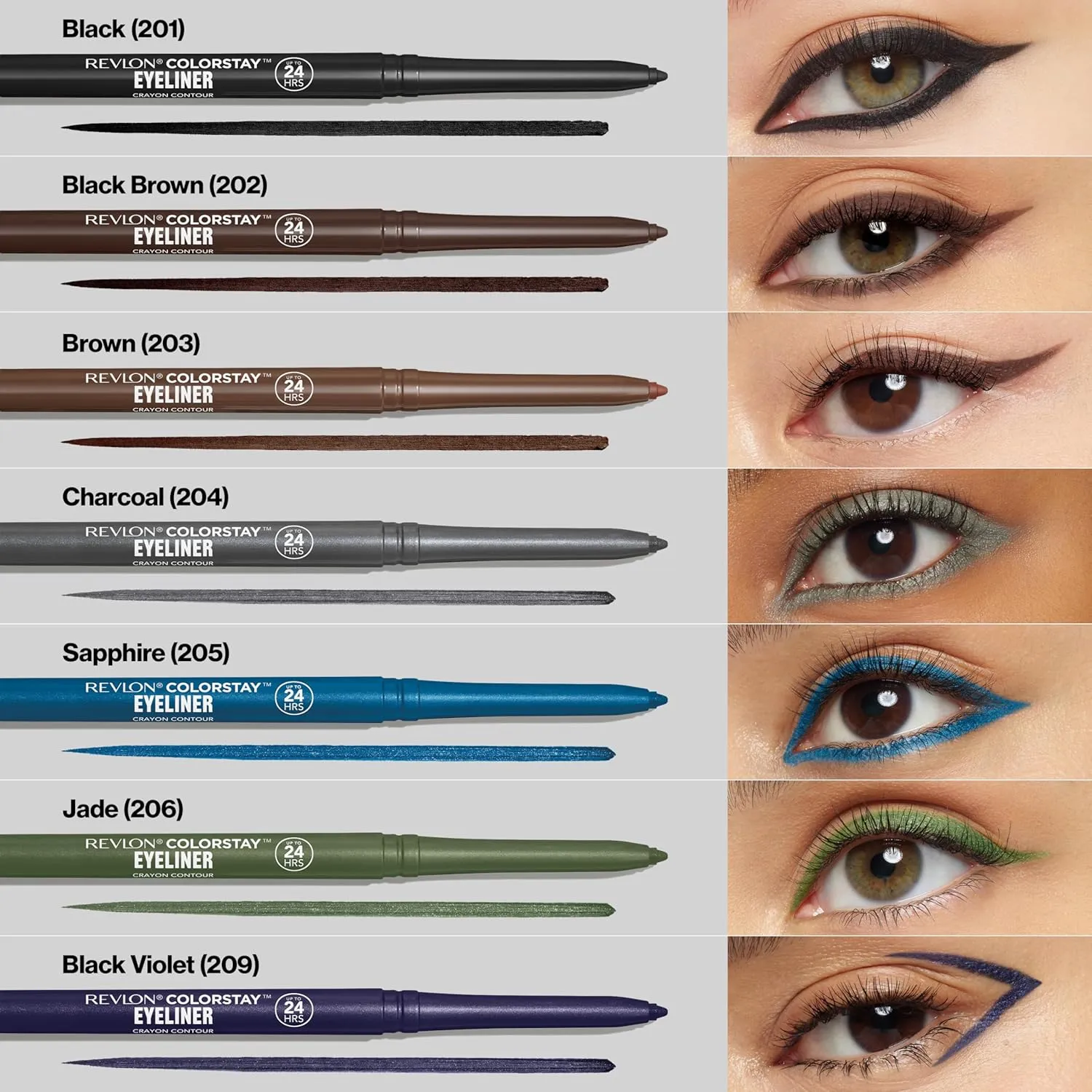 Revlon ColorStay Pencil Waterproof Eyeliner, Smudge-Proof, Eye Makeup with Built-In Sharpener, Packaging May Vary, 201 Black, 2 pack