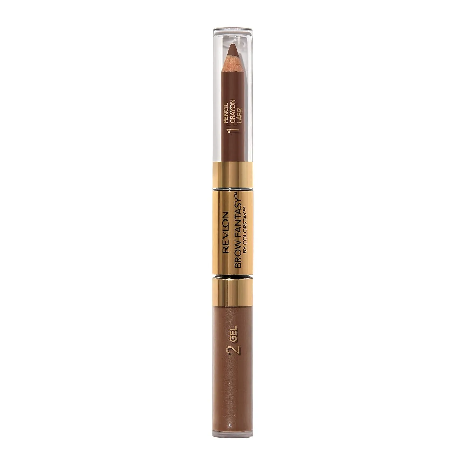 Revlon Eyebrow Gel & Pencil, ColorStay Brow Fantasy 2-in-1 Eye Makeup, Longwearing with Precision Tip, 105 Brunette, 0.04 Oz