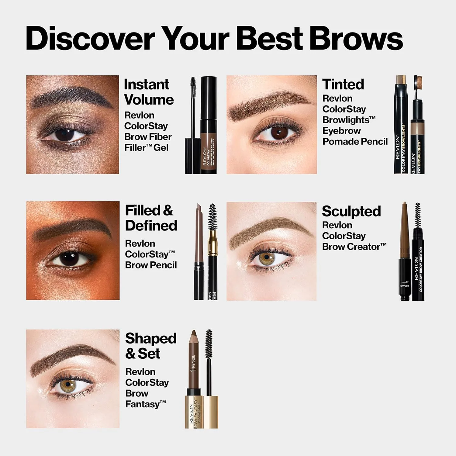 Revlon Eyebrow Gel & Pencil, ColorStay Brow Fantasy 2-in-1 Eye Makeup, Longwearing with Precision Tip, 108 Light Brown, 0.04 Oz