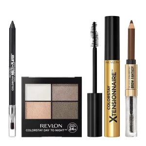 REVLON Moonlit Smokeshow Bundle as featured in Christian Siriano’s NYFW show, ColorStay Eyeshadow Quad, Multiplayer Eye Pencil, Xtensionnaire Mascara, and Brow Fantasy, Pack of 4