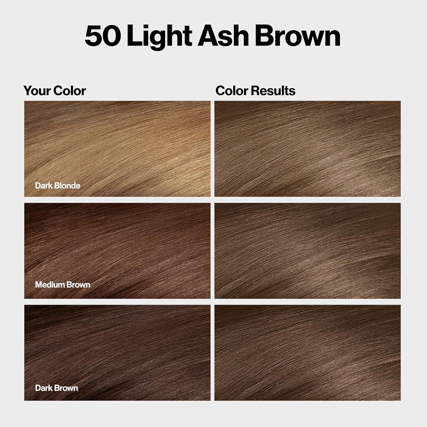 Revlon ColorSilk with Bond Repair Complex, Brown Permanent Hair Color, 100% Gray Coverage, Ammonia Free Hair Dye, Vegan Keratin, 50 Light Ash Brown (Pack of 3)