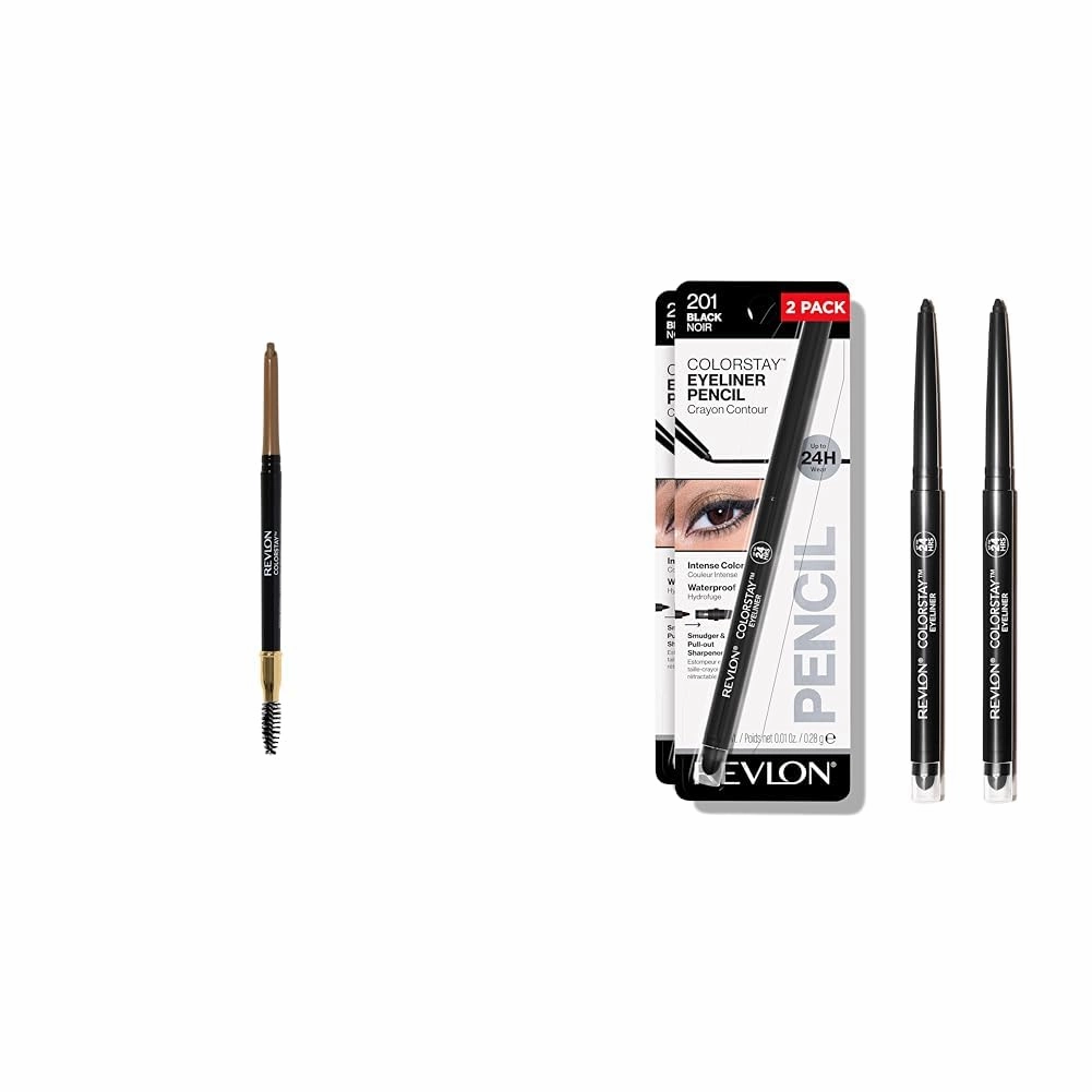 Revlon Eyebrow Pencil, Colorstay Eye Makeup with Eyebrow Spoolie & Pencil Eyeliner, ColorStay Eye Makeup with Built-in Sharpener, Waterproof