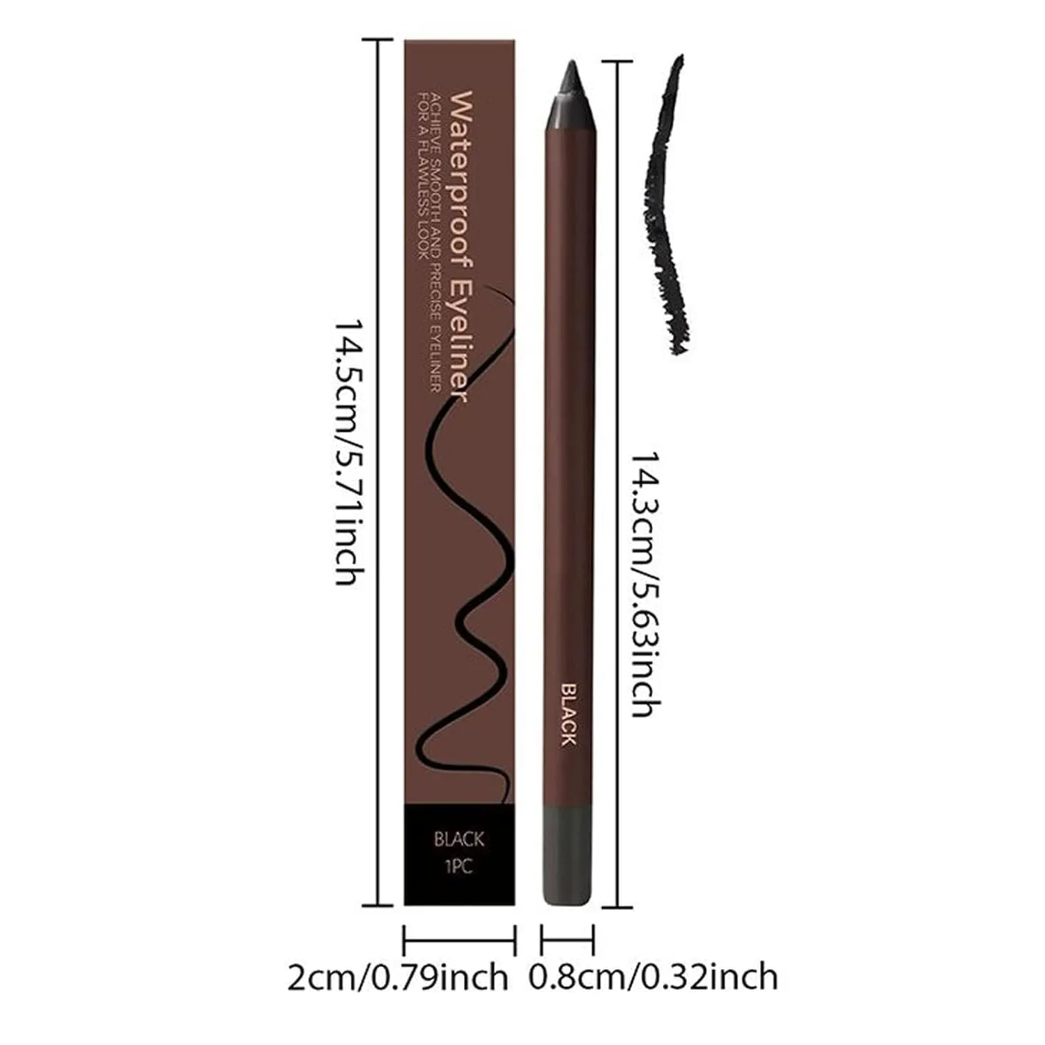 Revlrostre 24 Hr Waterproof Eyeliner Duo Sharpenable Eye Pencil, 2 PCS Eyeliner Pencil Waterproof Smudge Proof,2 in 1Eyeliners and Eyebrow Pencils, No Smudging, Fading, Smooth (Brown  Stone)